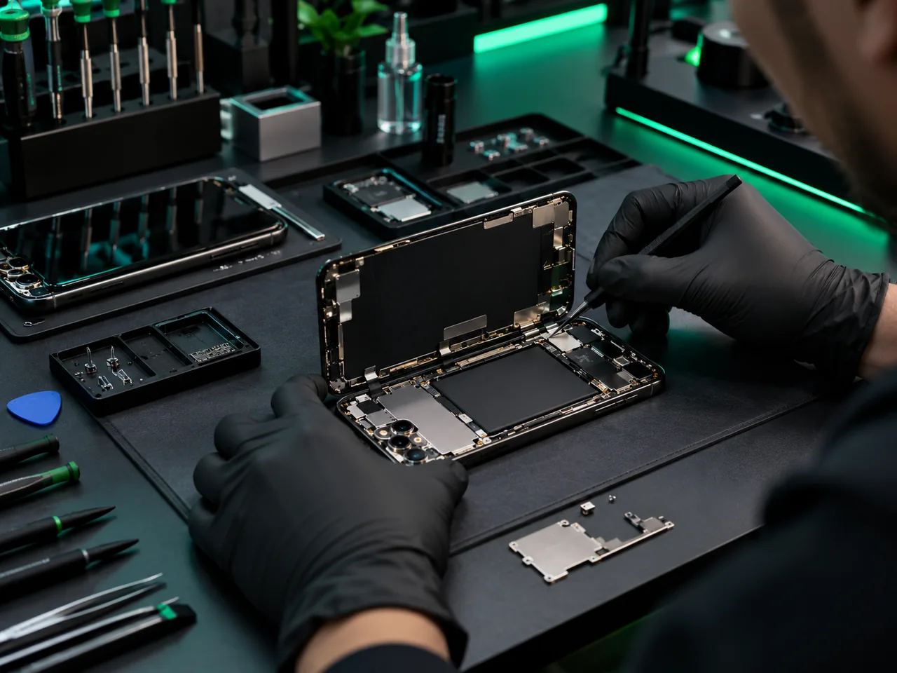 Smartphone durante un intervento tecnico